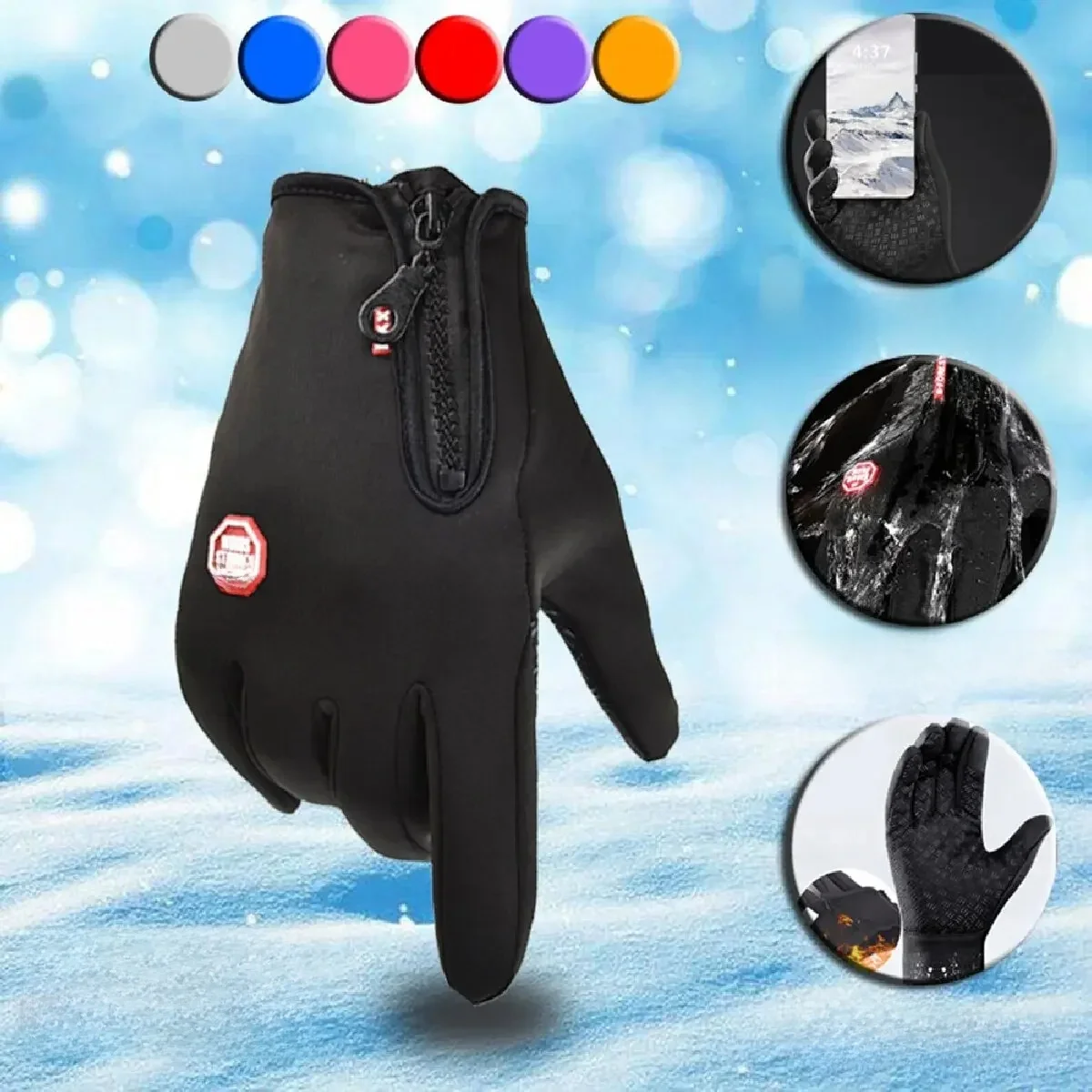 AliExpress Outdoor Winter Warm Men's Skiing Gloves Fashion Touchscreen Sport Women Fishing Splash-proof Cycling Nonslip Zipper Gloves