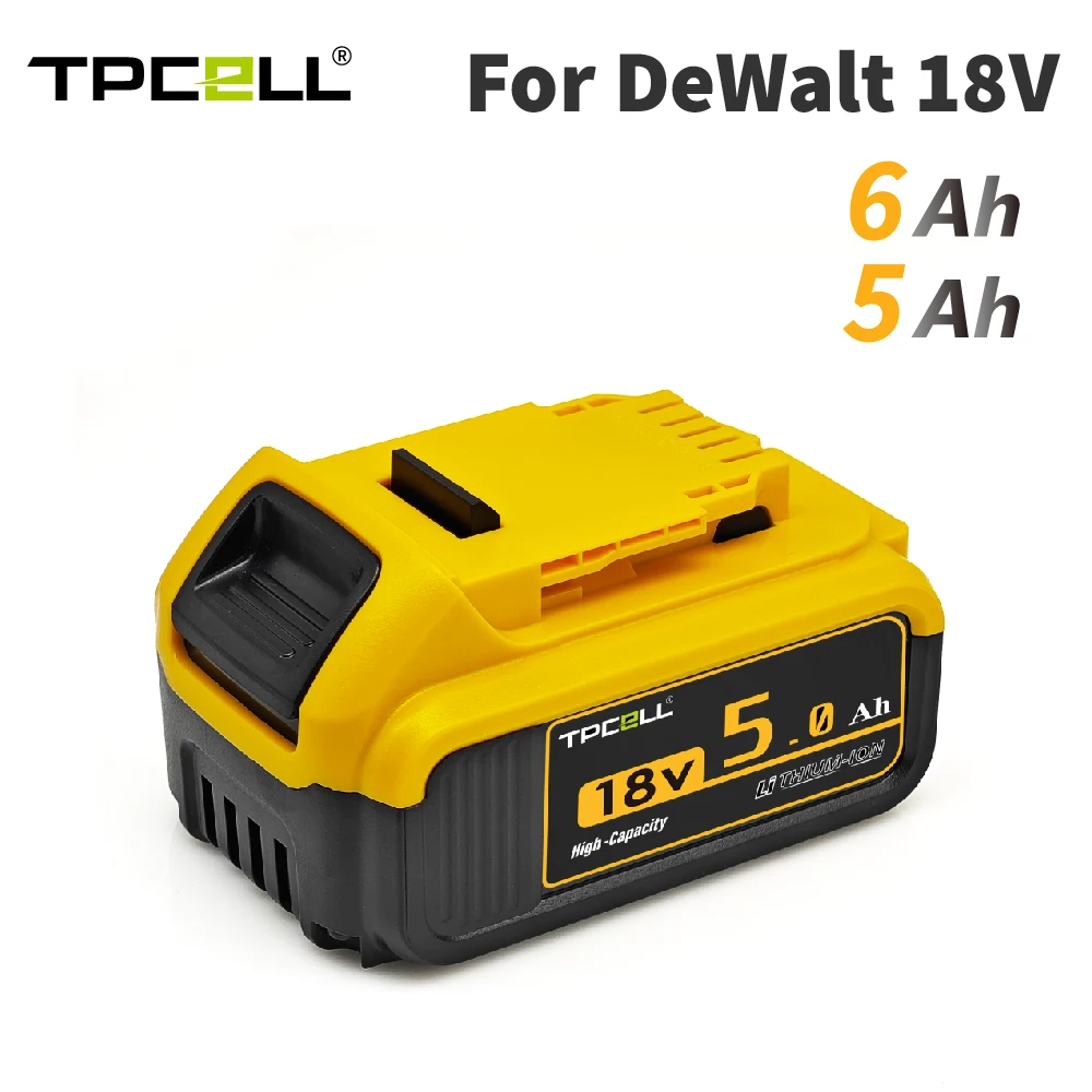 TPCELL For DeWalt DCB200 5Ah/6.0Ah Replacement Battery Compatible With For Dewalt 18V/20V Tools Battery