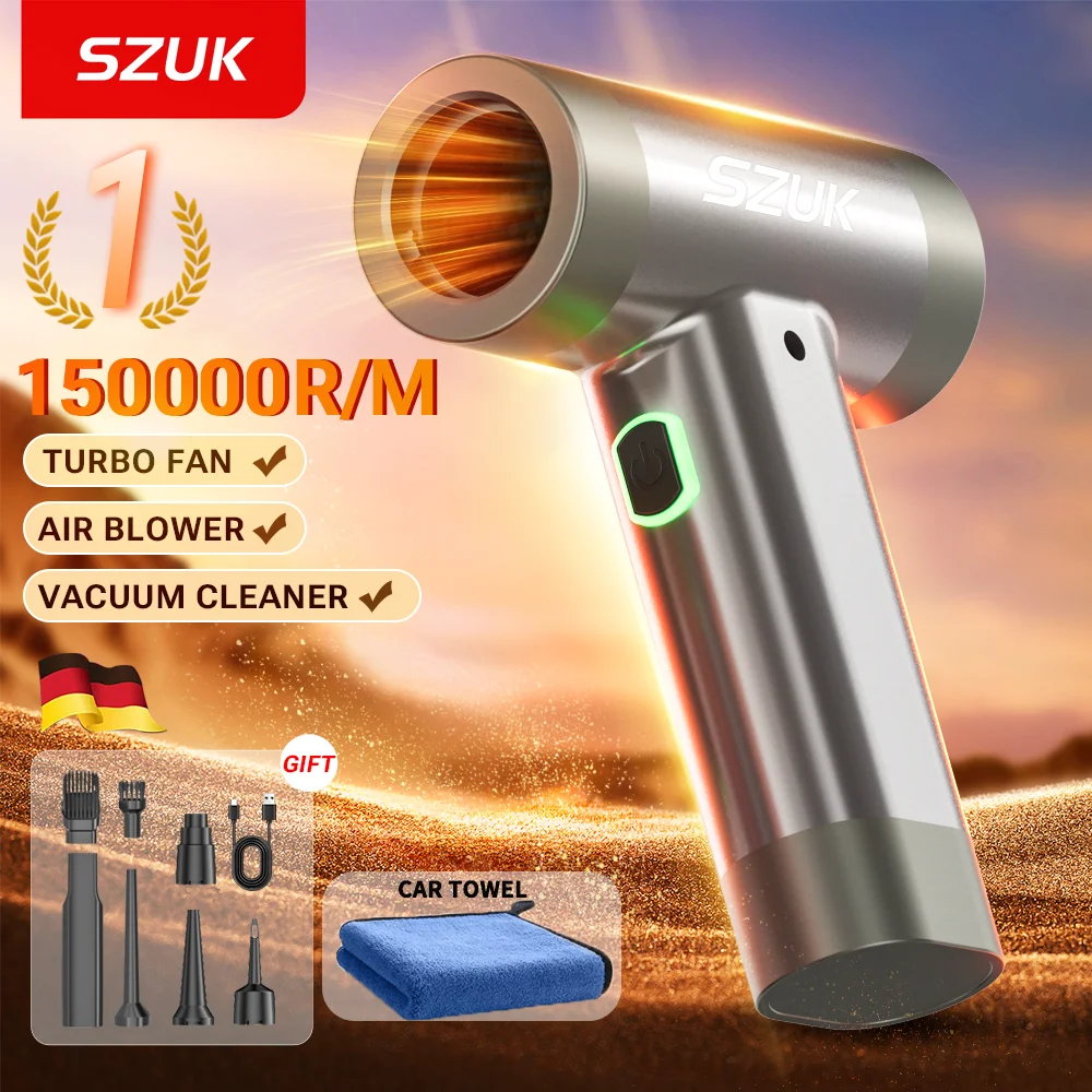 SZUK New Mini Air Blower Handheld Turbofan Brushless Motor Dust Fan Air Blower Portable Turbo Fan Powerful Car Vacuum Cleaner