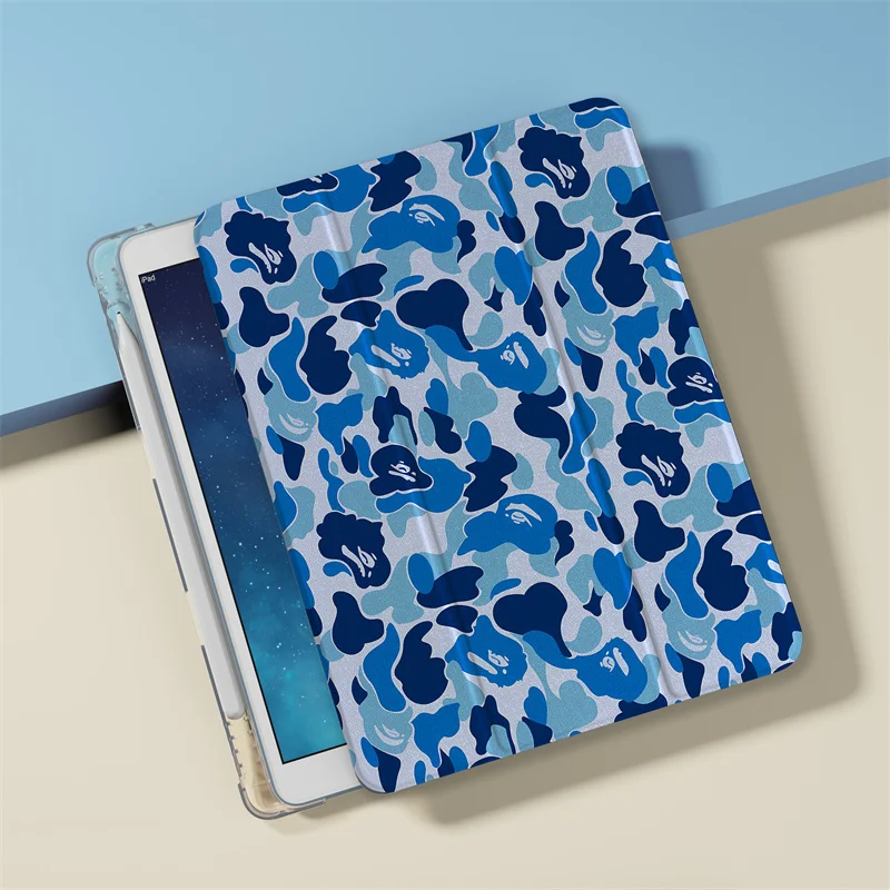 

Fashion blue camo pattern tablet case For iPad Air 2024 Pro 11-inch iPad Air 5 4 10.9 10 7 8 9 10.2 9.7-inch mini 6 5 4 Air3