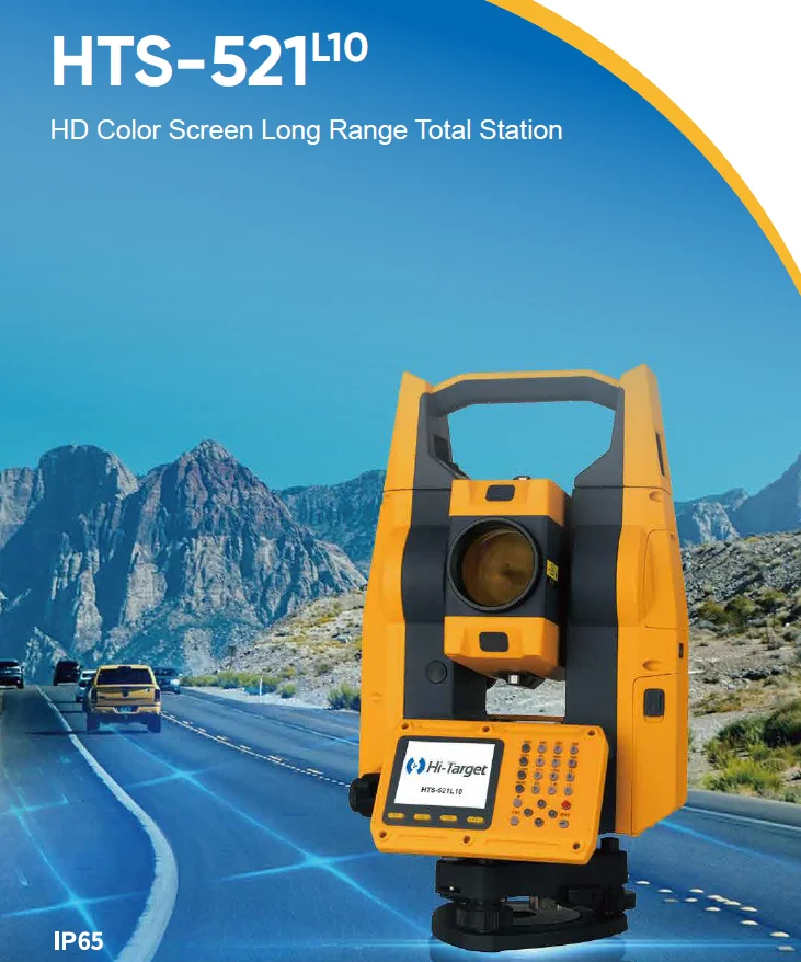 Stazione totale ottica con schermo a colori HD Riflettore Hi-Target HTS-521L10 a lungo raggio 1000M con scatola rigida per il trasporto