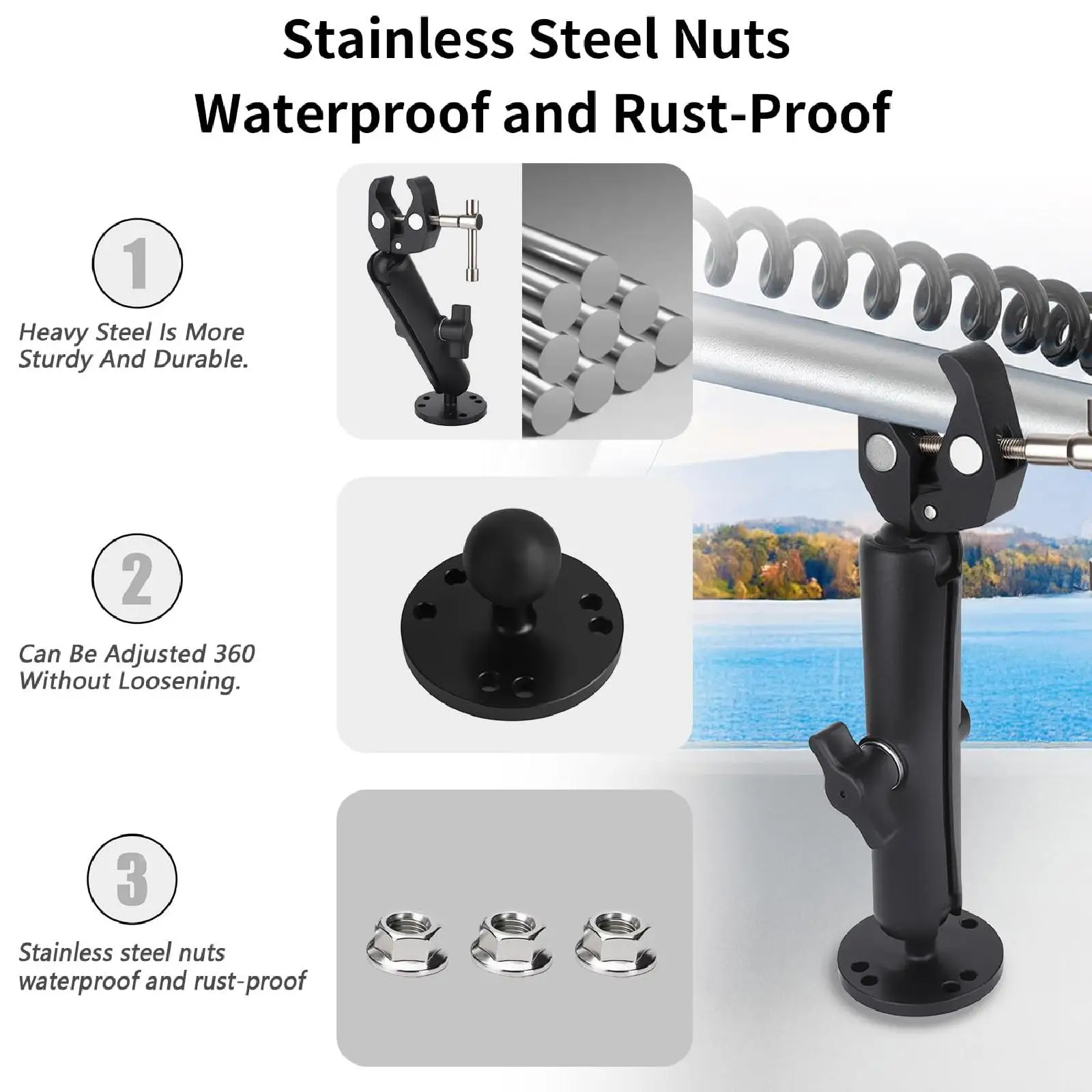 1 PcTrolling Motor Stabilizer Support Parts for Flat Bottom Boats Boating Sports Outdoor Sports Boating Sailing Boat Easy to Use