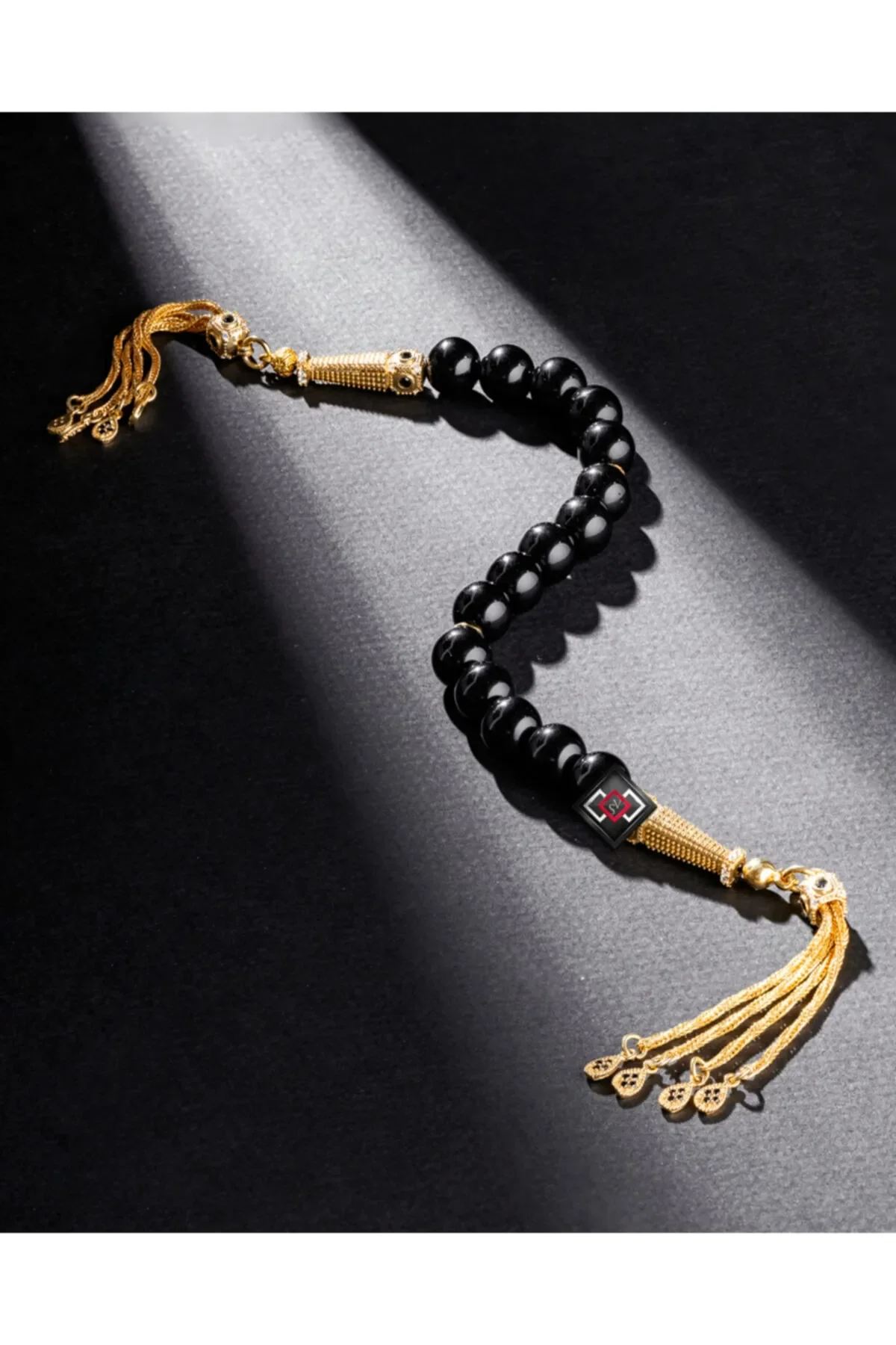 

Special Prayer Beads with Original Silver Tassels and Coated with Gold Water