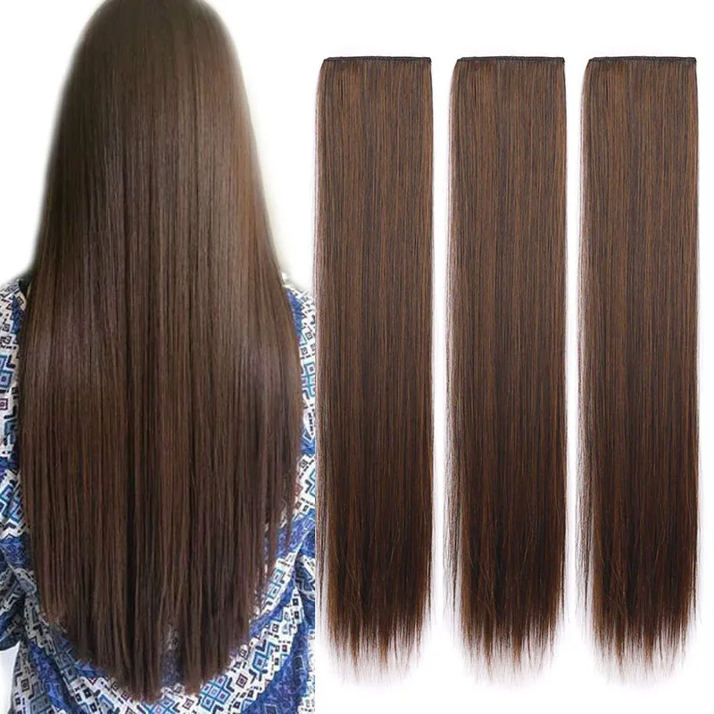 3 قطعة/المجموعة 60 سنتيمتر العظام الطويلة مستقيم كليب في وصلات الشعر الألياف الاصطناعية الباروكات آدمي زيادة حجم الشعر الفتيات ارتداء اليومي