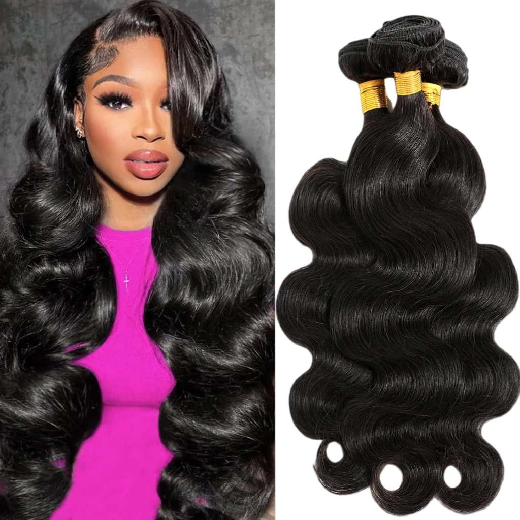 

Объемная волна человеческих волос 1, 3 пучка, 12 А, пучки человеческих волос, 100% необработанные бразильские девственные человеческие волосы, натуральный цвет