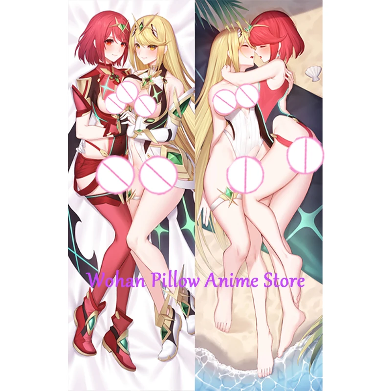 Dakimakura Anime Pillow Cover Pyra & Mythra Double Sided Print Life-size Halloween Christmas Decoration