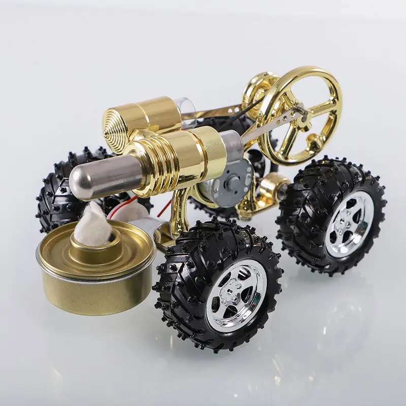 Hot Air Stirling Engine Motor Model Four-Wheel Drive Engine Generator Car Physics Science Experiment Toy Gift Birthday