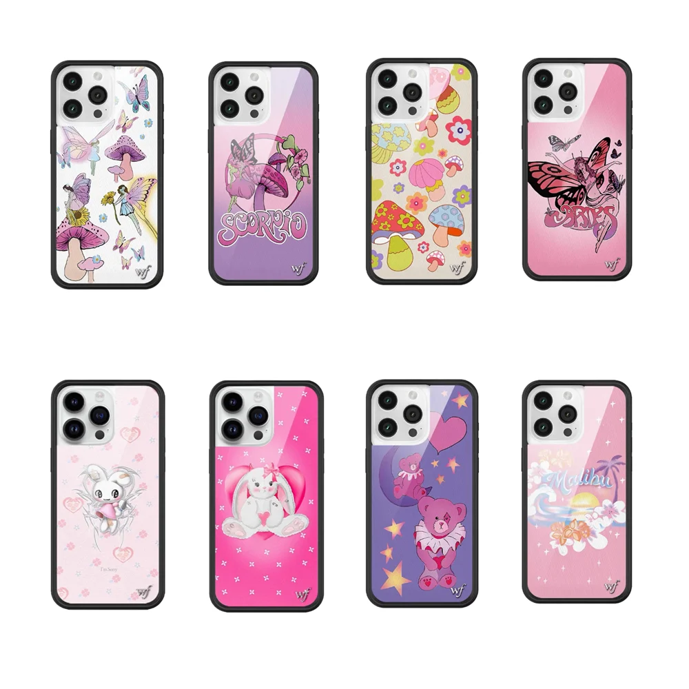Wildflower ثلاثية الأبعاد WF الفطر أرنب جديد جراب هاتف آيفون 12 13 14 15 16 برو ماكس زائد INS غطاء الكرتون فراشة قزم ل 17 16 #1