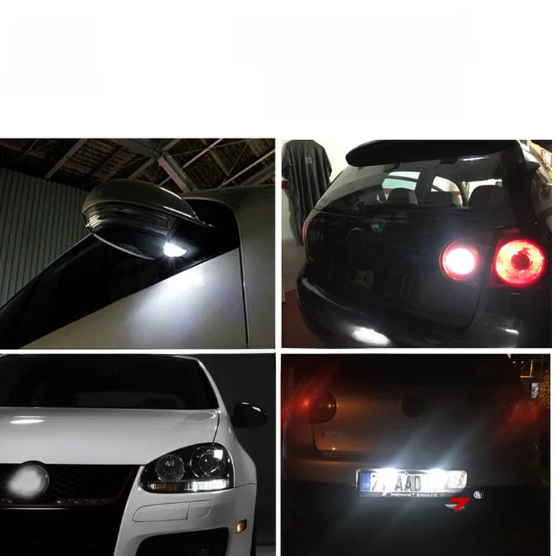 biała żarówka cofania + lusterko wewnętrzne + tablica rejestracyjna do VW dla Golfa 5 MK5 MK V LED zewnętrzna + zestaw świateł postojowych (06-09) — zdjęcie 2