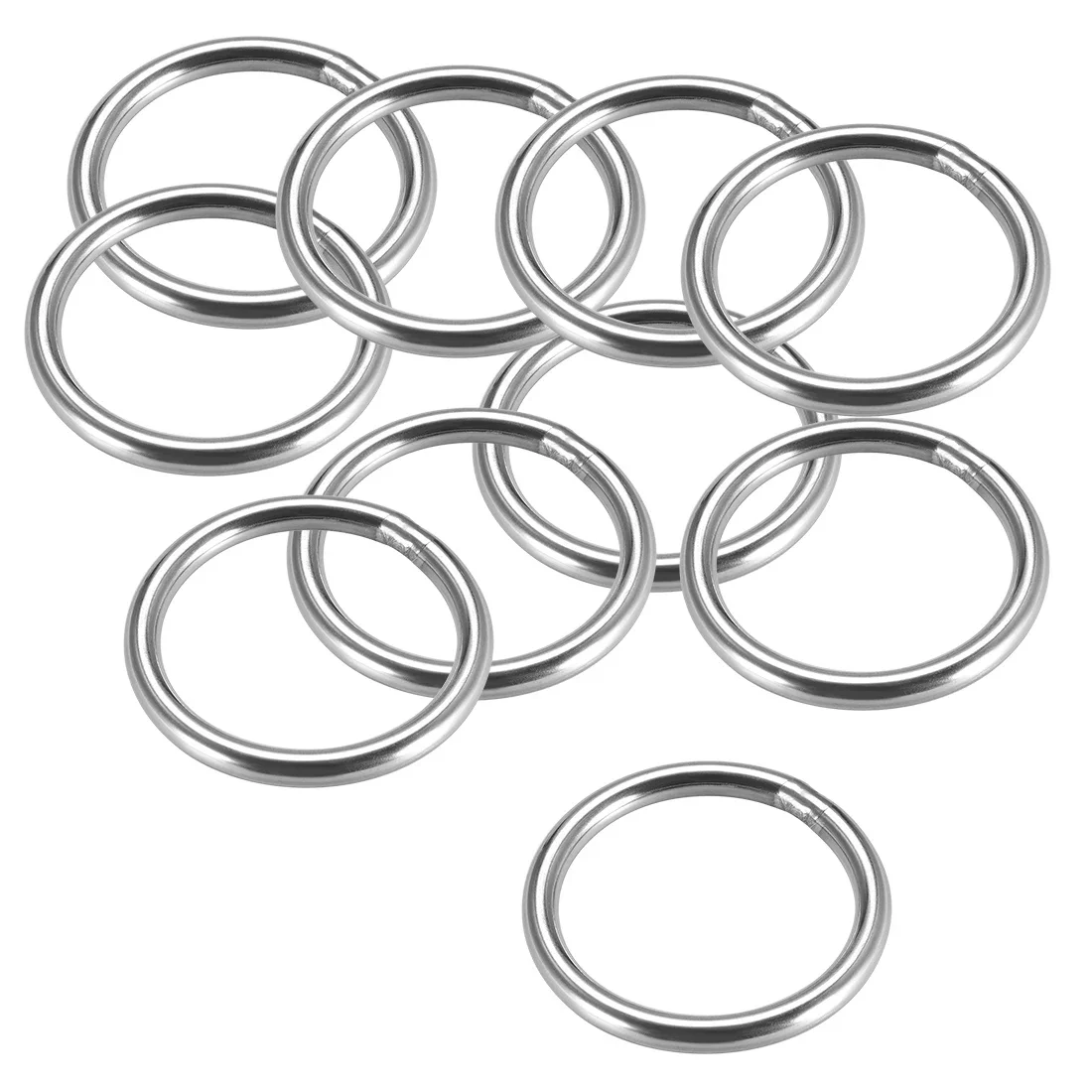 Uxcell 10 sztuk 304 pierścień typu O-ring ze stali nierdzewnej 20/30/40/50/60mm średnica zewnętrzna 3/4/5mm grubość spinanie spawane okrągłe pierścienie — zdjęcie 2