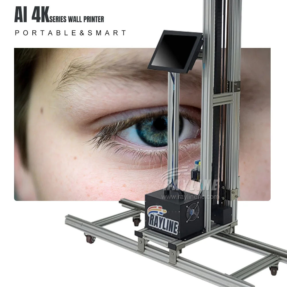 Automatic Wall Printer AI 4K Wall Printer HD16 Head with Auto Leveling for Wall Paint Art Mural Commercial Decoration