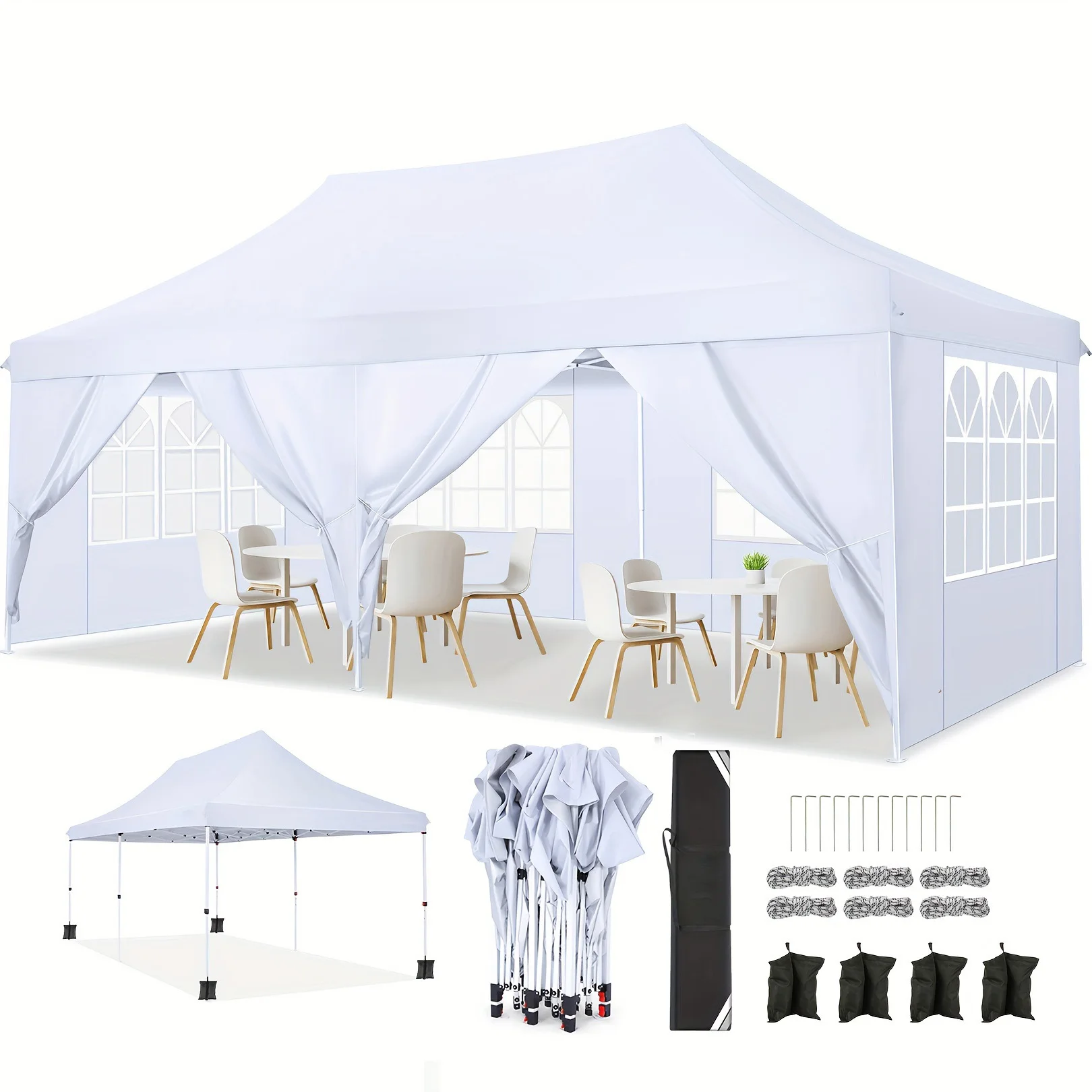 Gazebo para eventos comerciales de 10x20 pies con paredes modulares, tienda de campaña impermeable de primera calidad con marco mejorado, fiesta resistente