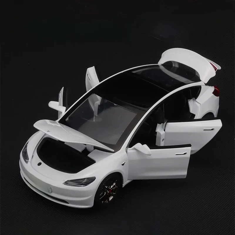 2024 NIEUWE 1:32 tesla Model 3 Legering Model Auto Speelgoed Diecasts Metal Casting Geluid en Licht Auto Speelgoed Voor kinderen Voertuig - afbeelding 2