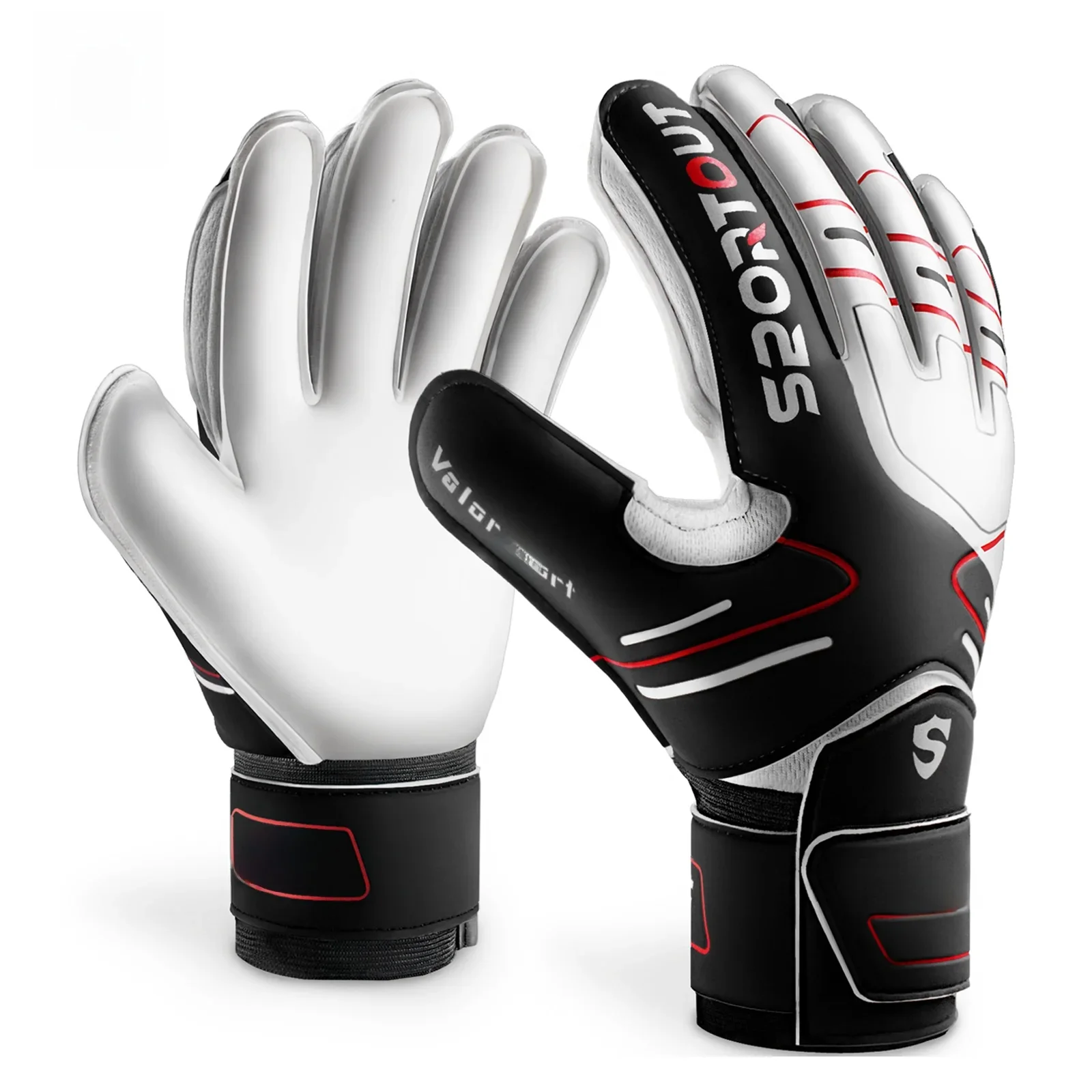 Sportout keepershandschoenen voor jongeren en volwassenen, sterke grip voor de sterkste besparingen, met vingervorm en 4+3 mm latex - afbeelding 2