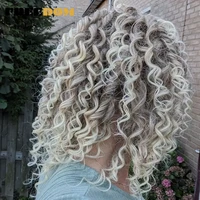 FREEDOM pelo de ganchillo ondulado profundo, pelo sintético rizado Jessica, trenzas de ganchillo, marrón degradado, extensiones de cabello trenzado de 10 pulgadas