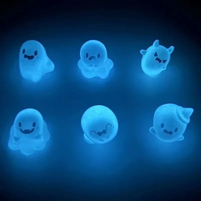 Luminous Halloween Ghost Key Chain Cartoon Jelly Doll Phone Pendant Headphone Case Charm Bag Decor Car Key Ring — zdjęcie 2