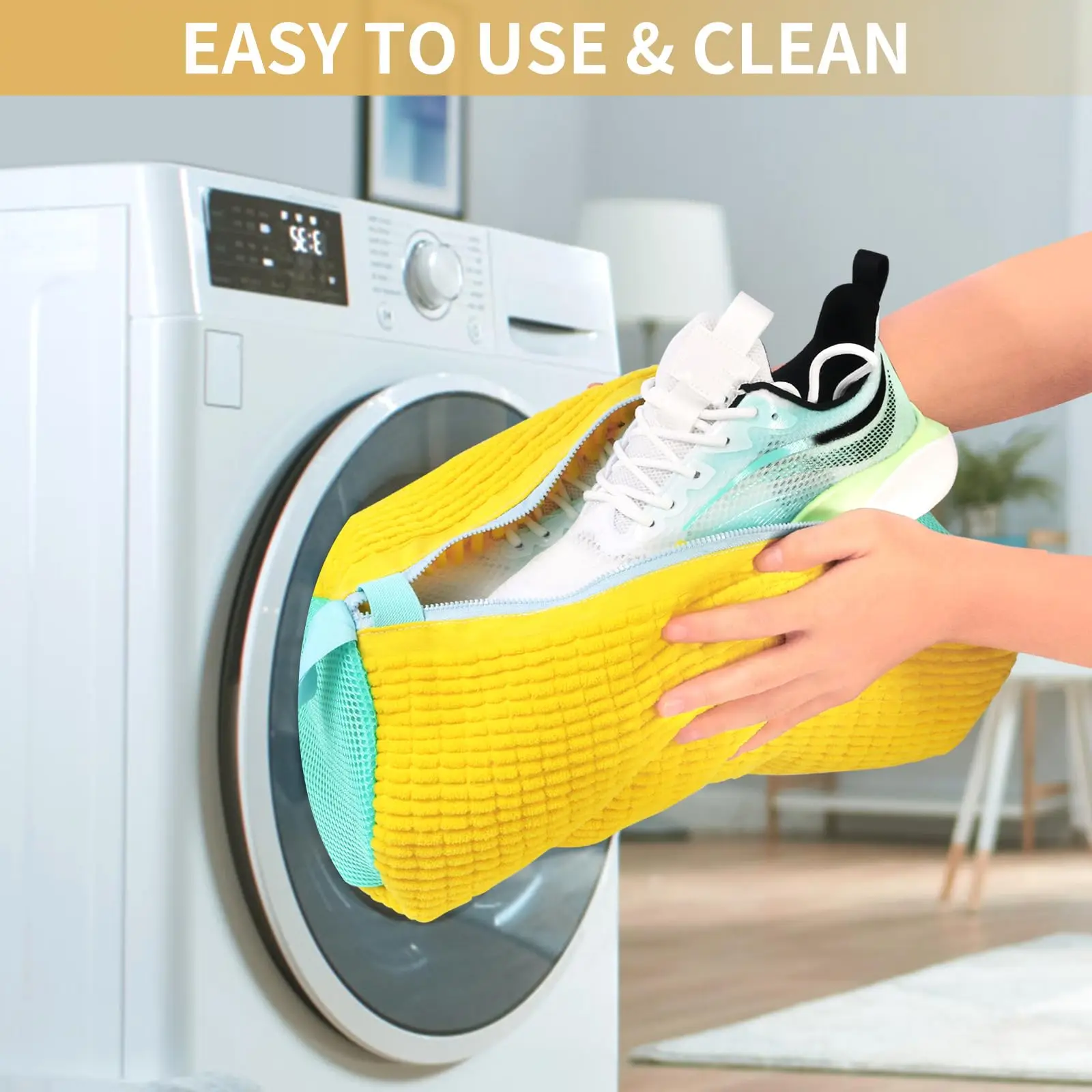 Shoe Washing Machine Laundry Bag for Washer and Dryer - 2pc Reusable Cleaning Bag for Sneaker Tennis Shoes Unstain Cleaning Kit