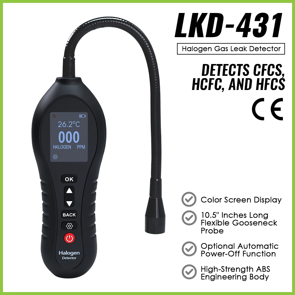 0~1000PPM Leak Detector Freon Halogen Gas CFCS HCFCS HFCS Refrigerant Gas Tester Detection Tool Refrigerant Air Monitor