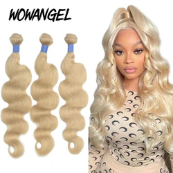 WOWANGEL 3/4 613 Blonde Human Hair Extension Malaysian Hair Body Wave Remy Human Hair Double Weft Weave Bundles 10A 26 28 30inch