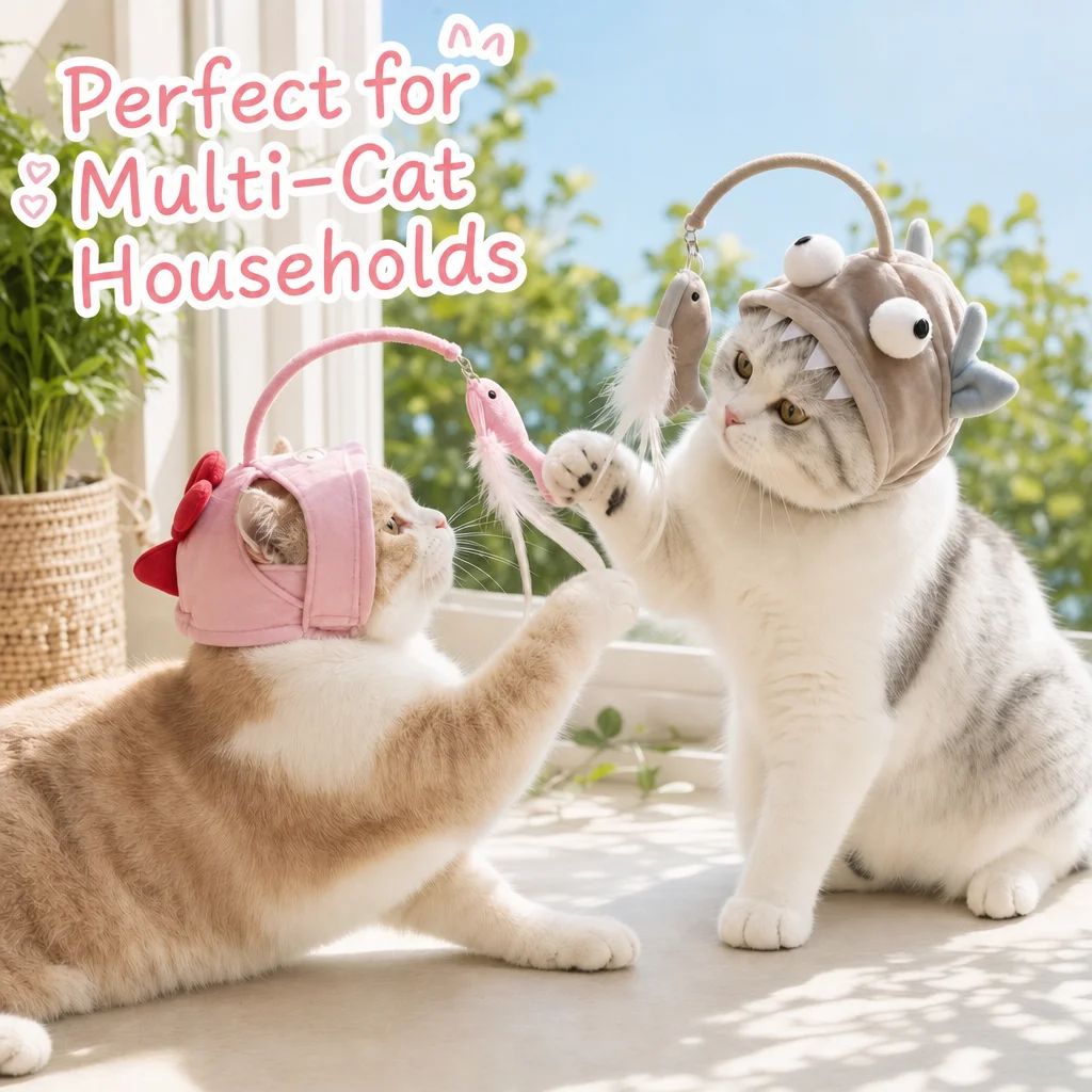 Cat Toy Stick with Head Cover and Long Handle description 2
