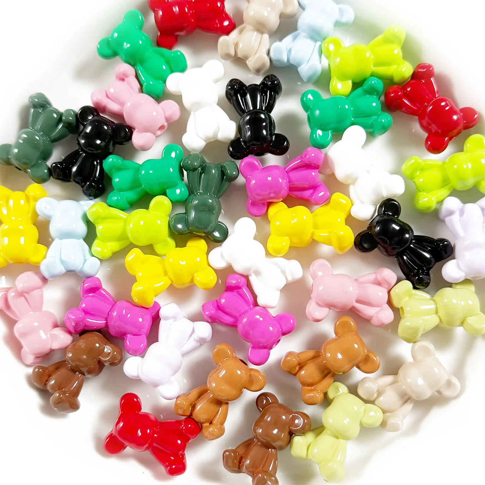 Dopamine Colorful Bear Beads For Jewelry Making Phone Chain Earrings Bracelet Beadable Pen Pin Accessories DIY Craft Decorations