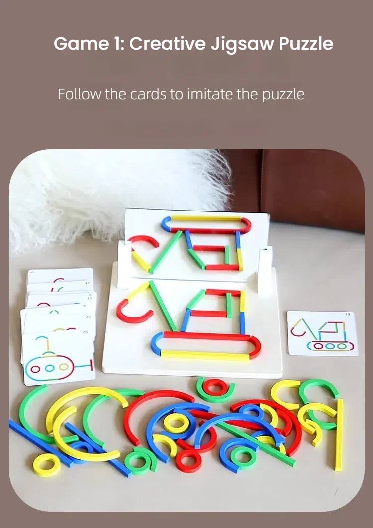 Montessori Spiegel Puzzle Spielzeug für Kinder Holz Frühe Pädagogische Spielzeug Logisches Denken Raum Training Gehirn Spiel Reise Spielzeug Geschenke – Detail 11