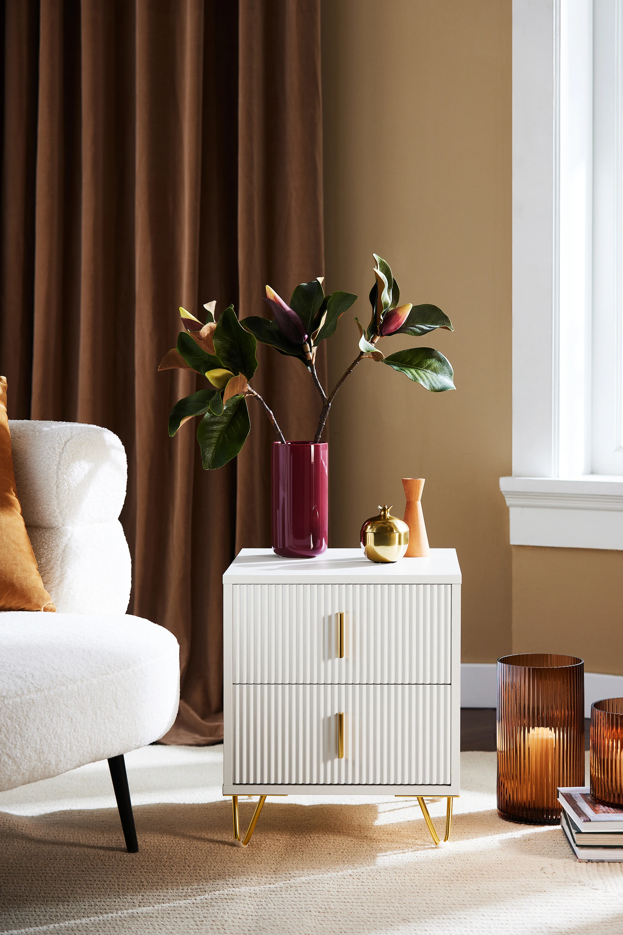 SoBuy FBT115 table de chevet à 2 tiroirs pour boîte lit à ressorts table de canapé table d'appoint table de téléphone table de chevet