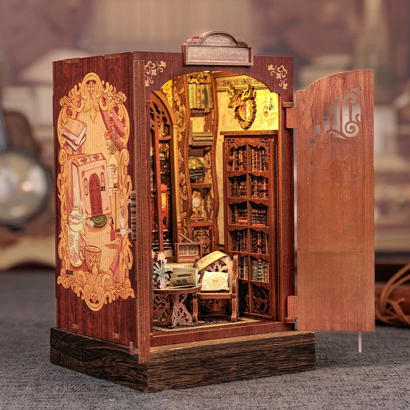 CUTEBEE DIY Book Nook Kit Miniaturowy drewniany domek dla lalek z lekką półką na książki Model dekoracji na prezenty Wspomnienia z księgarni — zdjęcie 2
