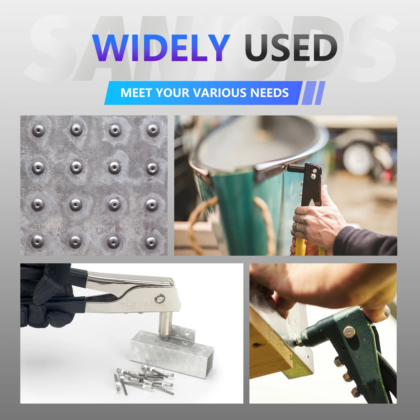 مجموعة متنوعة من مسامير البوب مكونة من 12 مقاسًا من المسامير العمياء المصنوعة من الألومنيوم ومسامير أعمى متنوعة للأثاث المعدني ومجموعة مسامير السيارات