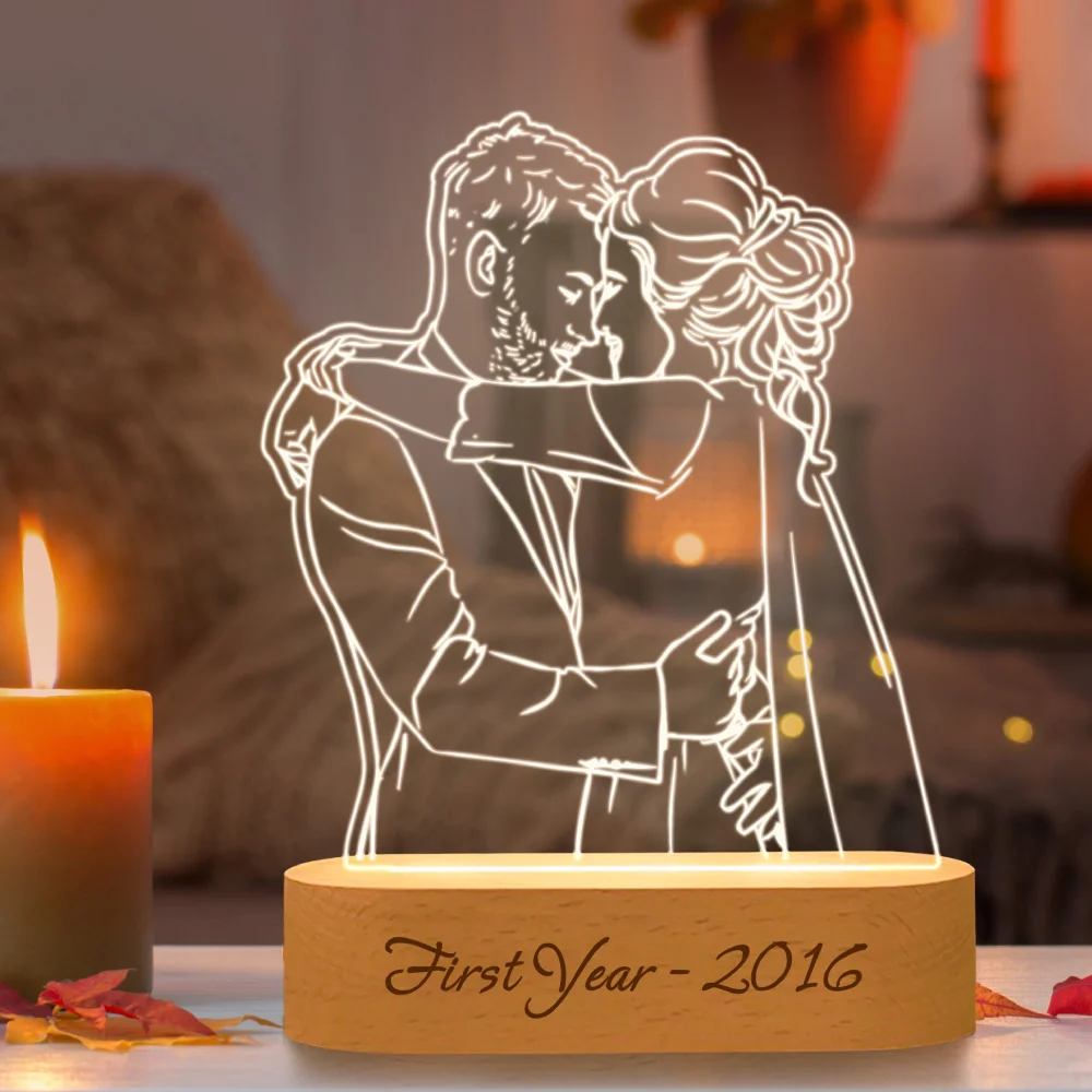 Personalisierte Geschenk Foto 3D Lampe Angepasst Hochzeit Jahrestag Valentinstag Geschenk Nacht Licht Bild Text Gravur Geschenk