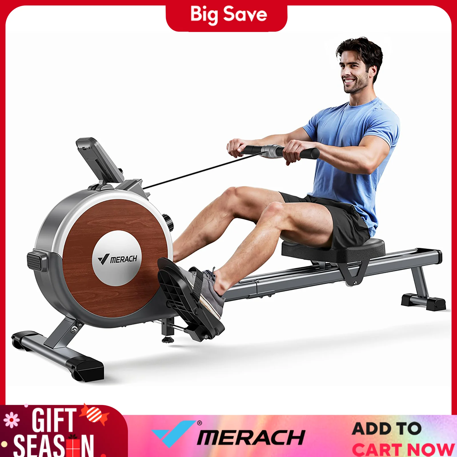 MERACH Rowing Machine Magnetic Rower for Home 16 Levels of Quiet Resistance Dual Slide Rail with Max 350lb Weight Capacity&App