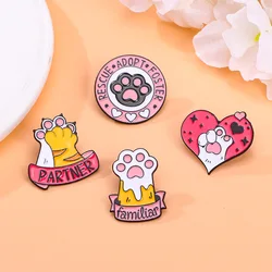 Cute Pink Cat Paw Cartoon Enamel Brooch Vitality Lovers Couple Style Small Fresh Lapel Pin Backpack Clothing Accessories Badge