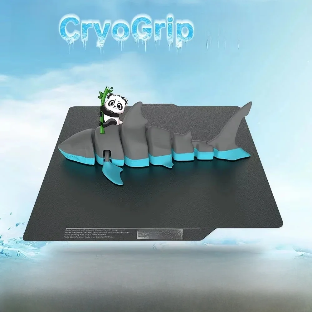 Plaque de construction BIQU Panda avec revêtement CryoGrip, sans obstruction, 256x256mm, en acier à ressort, double face texturée, pour imprimante 3D BambuLab P1 X1 X2D