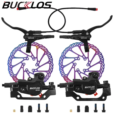 BUCKLOS-frenos hidráulicos para bicicleta eléctrica, juego de frenos para patinete eléctrico, juego de frenos de disco para bicicleta eléctrica de 2 pistones, frenos plegables para bicicleta