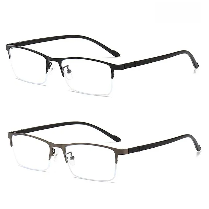 2/3 pièces 2025 nouveau métal demi-monture Anti lumière bleue presbytie lunettes affaires léger lecture presbytie lunettes 8057