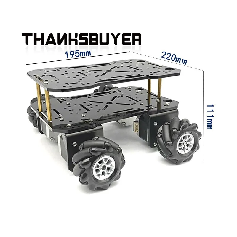 Einschichtiges / doppelschichtiges 42-Schrittmotor, intelligentes Roboter-Auto-Chassis, 4WD-Chassis mit 60 mm Mecanum-Rädern