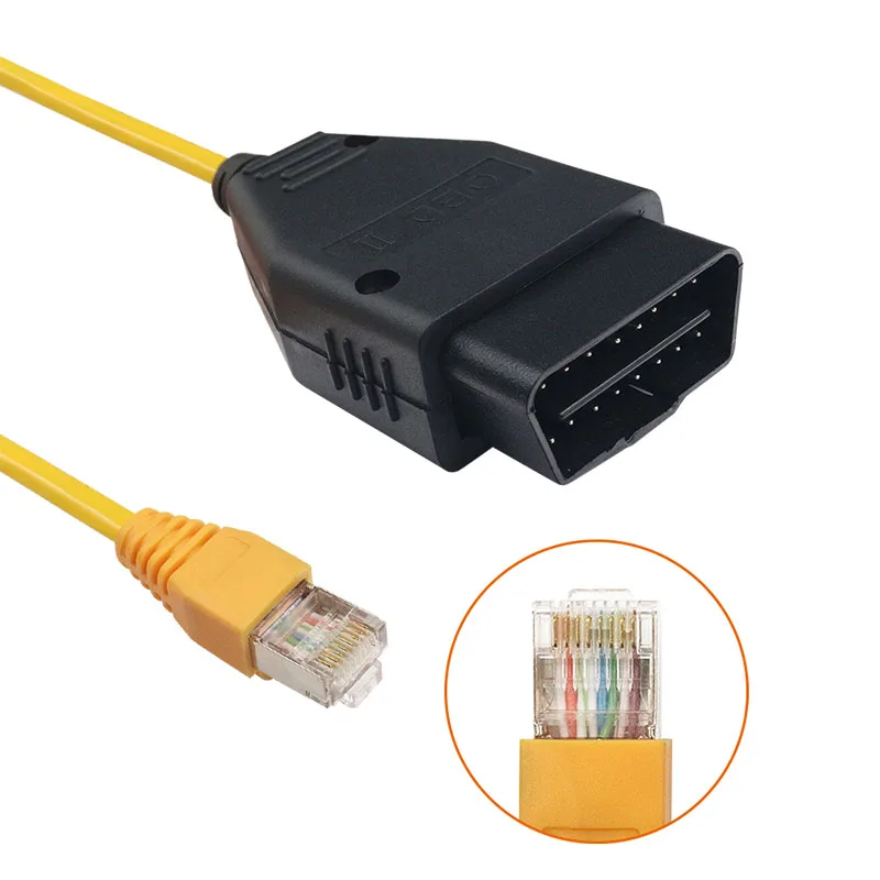 Newest ENET Date Cable For BMW F-series ICOM Coding OBD2 Diagnostic Cable Ethernet to Data OBDII Coding Hidden Data Tool