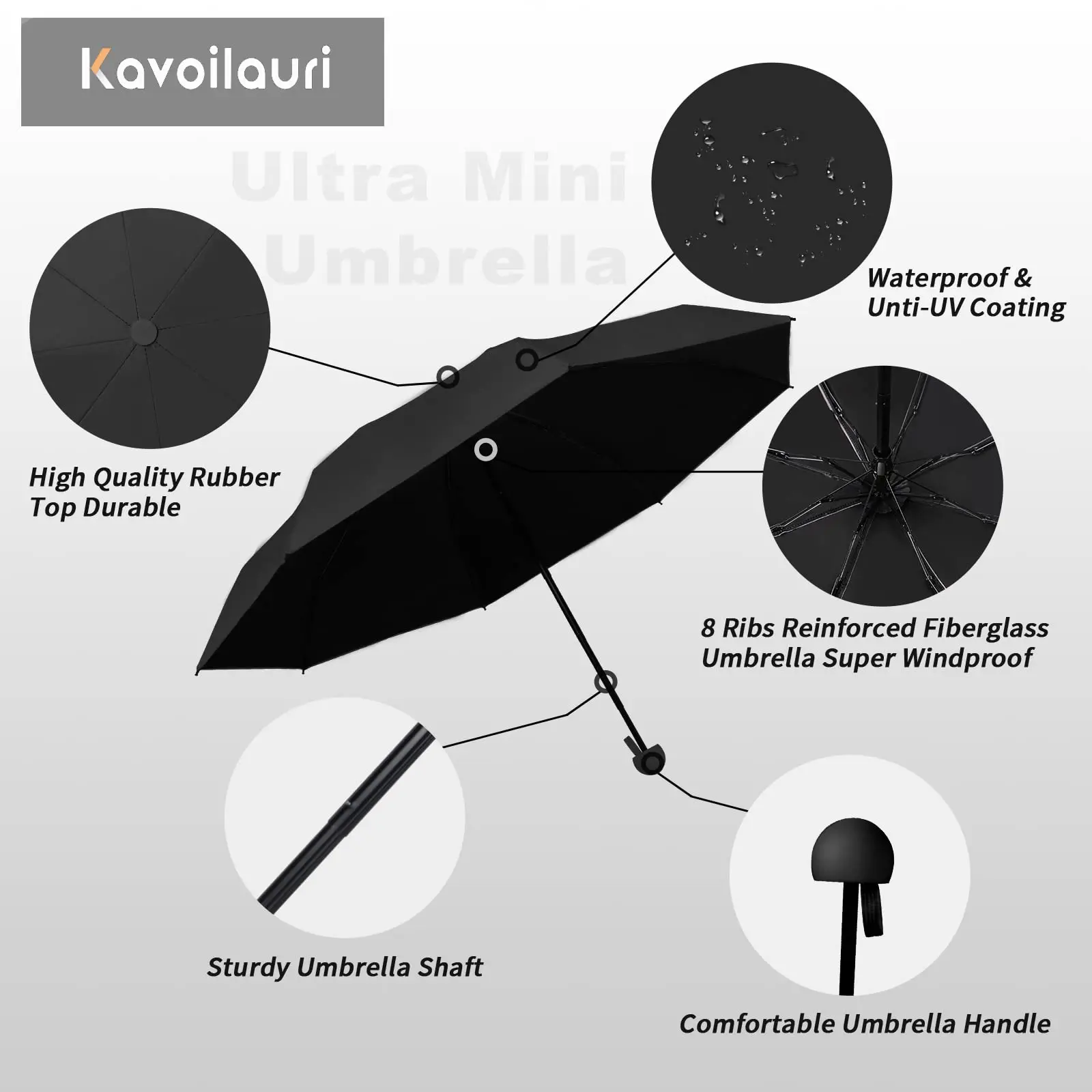 Travel Umbrella Compact Portable Waterproof Folding Umbrellas With 6 Rib  UV Protection Umbrella Mini Five-fold Umbrella