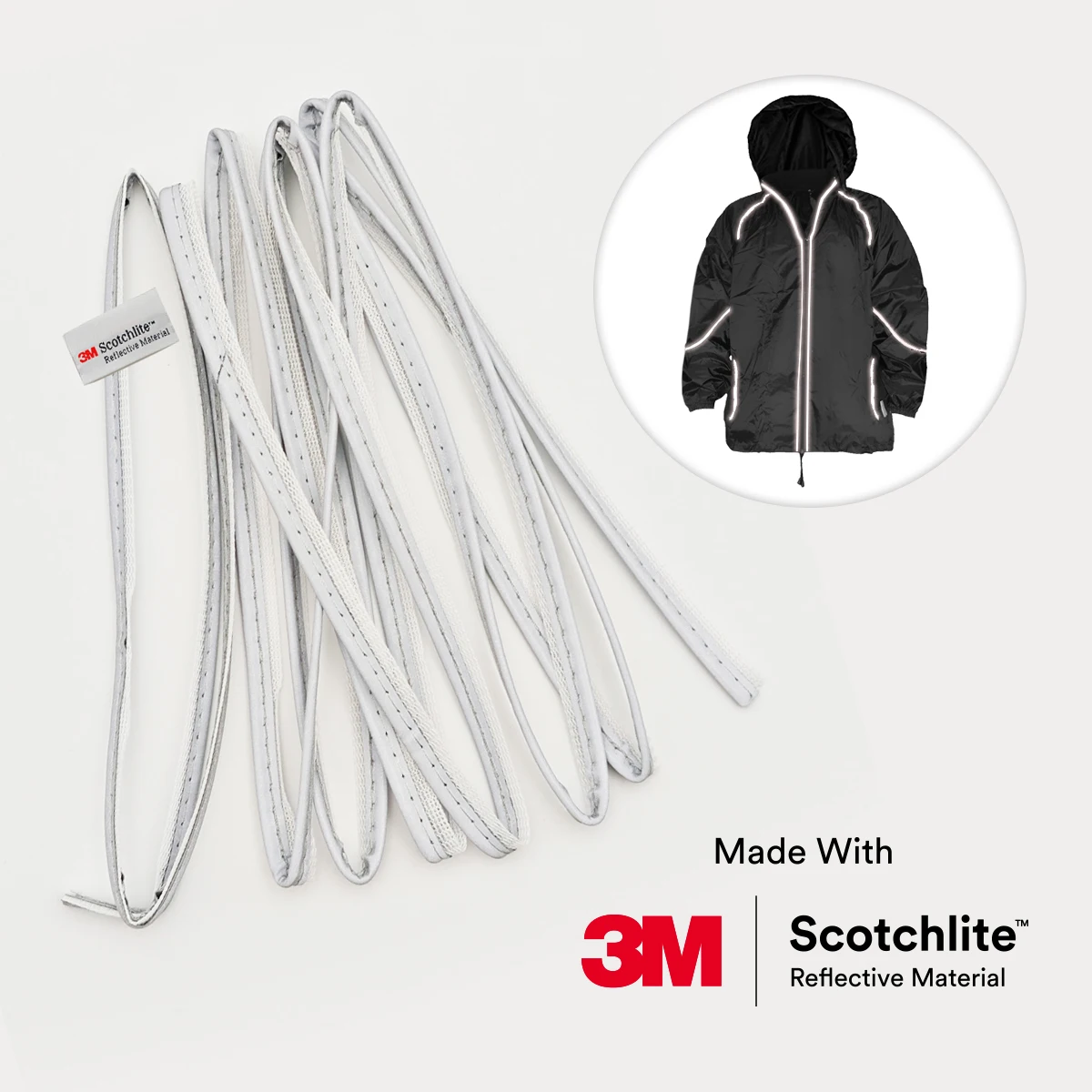 3M Reflective Piping Sewing Tape 3-Meters | 10mm Wide Edging for Clothing, Bags, Textiles | Silver & Black