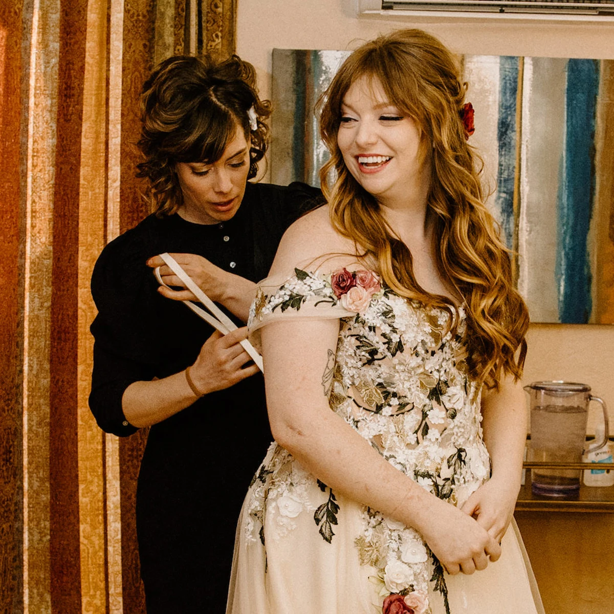 فستان زفاف مطرز ثلاثي الأبعاد لحديقة الزهور أنيق بدون أكتاف مقاس كبير مشد رومانسي ملون على الطراز القوطي فساتين زفاف مخصصة #5