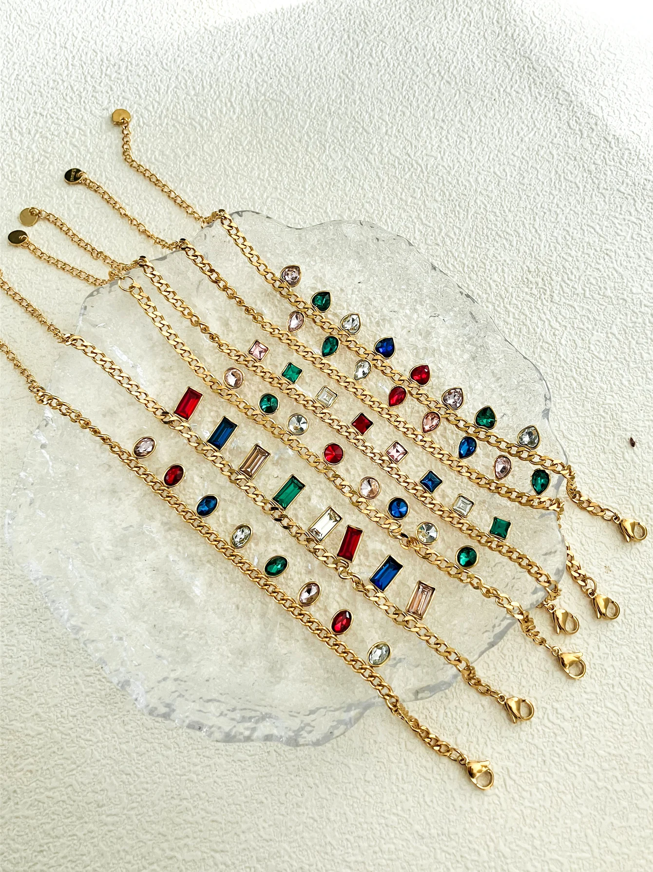 Luxury, ice zircon crystal stainless steel 18K gold plated pendant bracelet for men and women gold bracelet jewelry