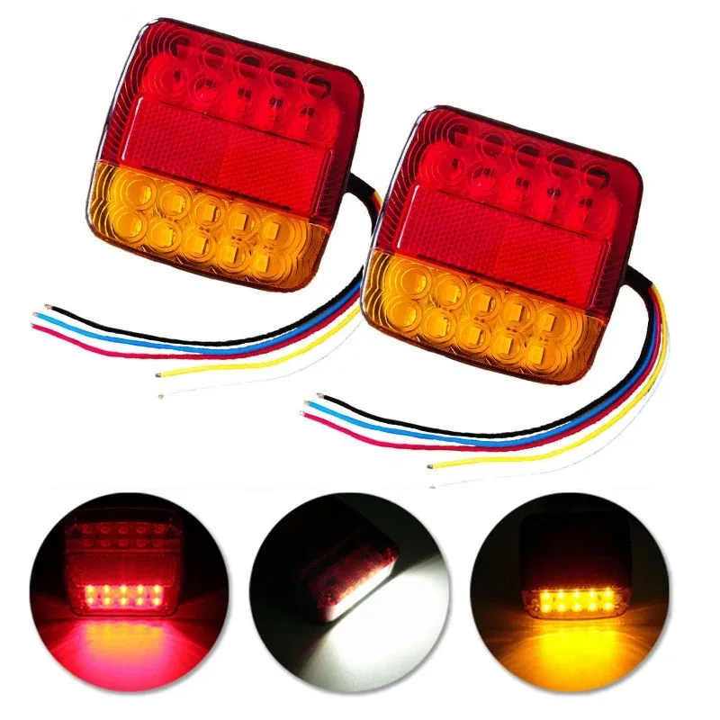 2X 12V 26LED Submersible Trailer Lights Stop Tail Turn Signal Lights License Number Plate for Trailer Truck RV Lighting Upgrade