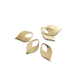 20Pcs Raw Brass Hammered Leaf Charms Oval Pendant Charm for Jewelry Making Diy Keychain Necklace Earring Bracelet Findings