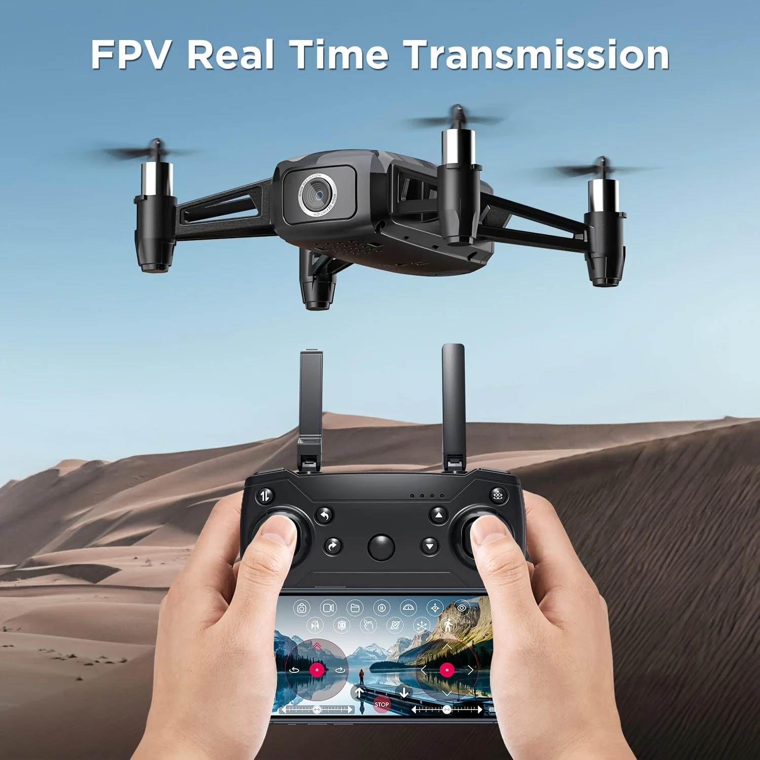 Câmera HR H2 Drone 1080P HD, transmissão WiFi FPV 2,4 GHz, quadricópteros camuflados portáteis leves, para crianças e presentes de feriado