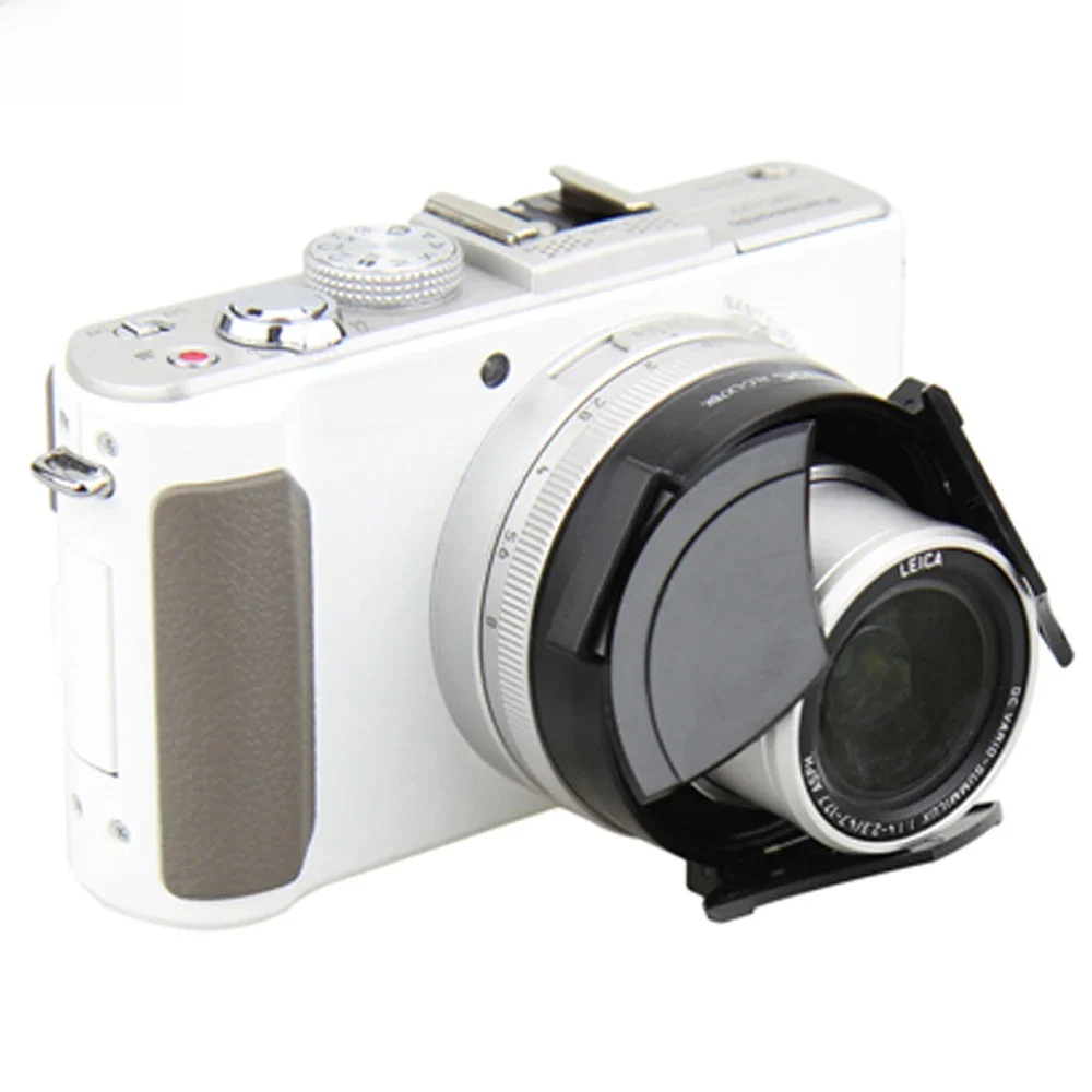 JJC Camera Auto osłona obiektywu do PANASONIC DMC-LX7/Leica D-Lux6 czarny srebrny samozabezpieczający automatyczny ochraniacz — zdjęcie 2