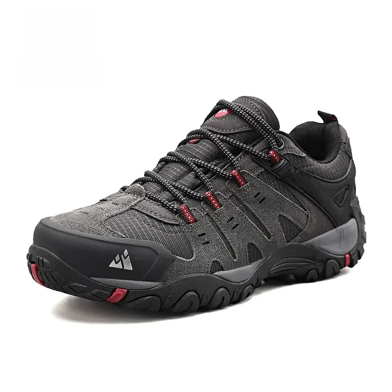 HIKEUP Men's Hiking Shoes Suede Leather Outdoor Shoes Wear-resistant Men Trekking Walking Hunting Tactical Sneakers