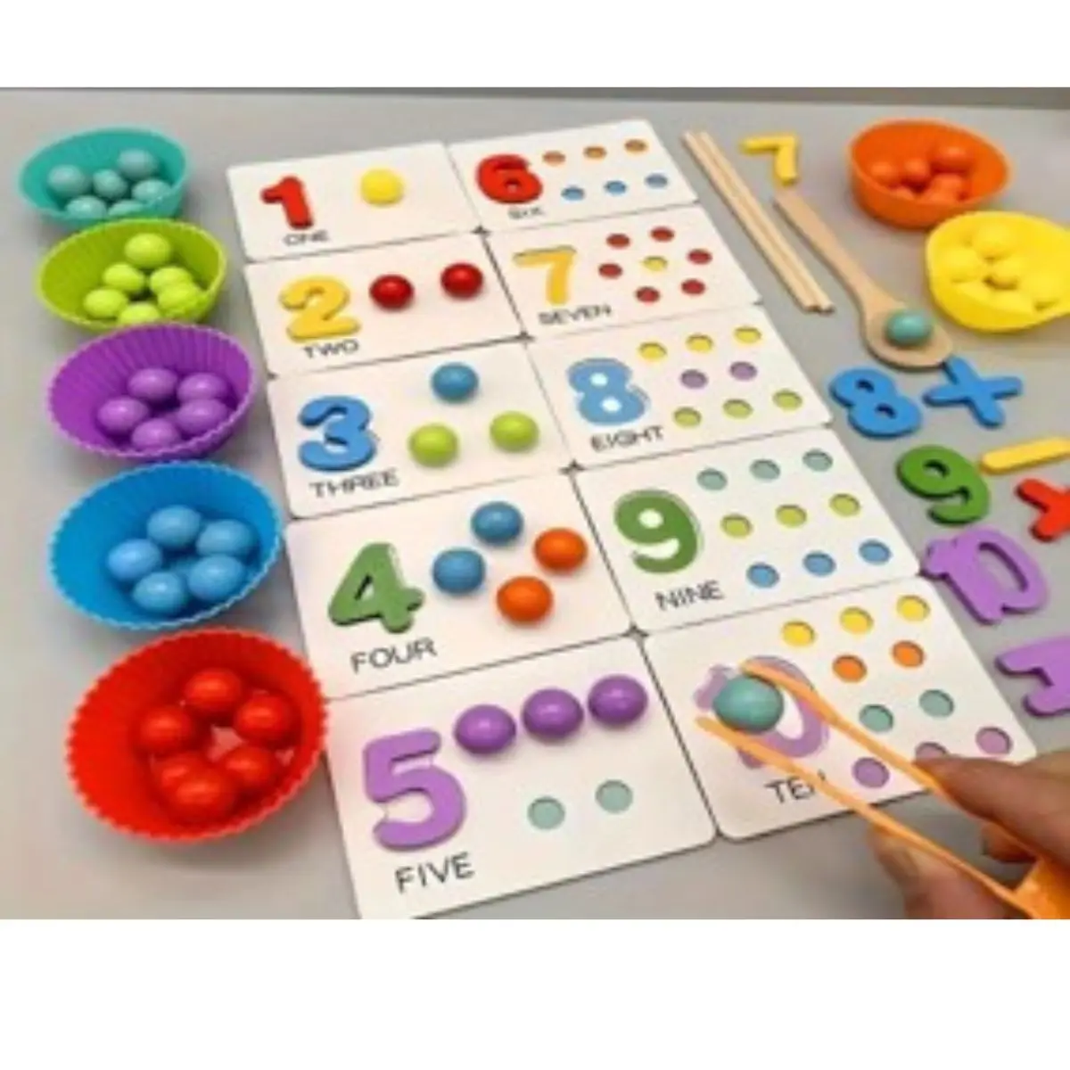 Juguete Cuentas y Numero de Madera Habilidades Cognitivas Clasificación De Colores Y Conteo Matemático Perfecto Para El Aprendizaje Temprano
