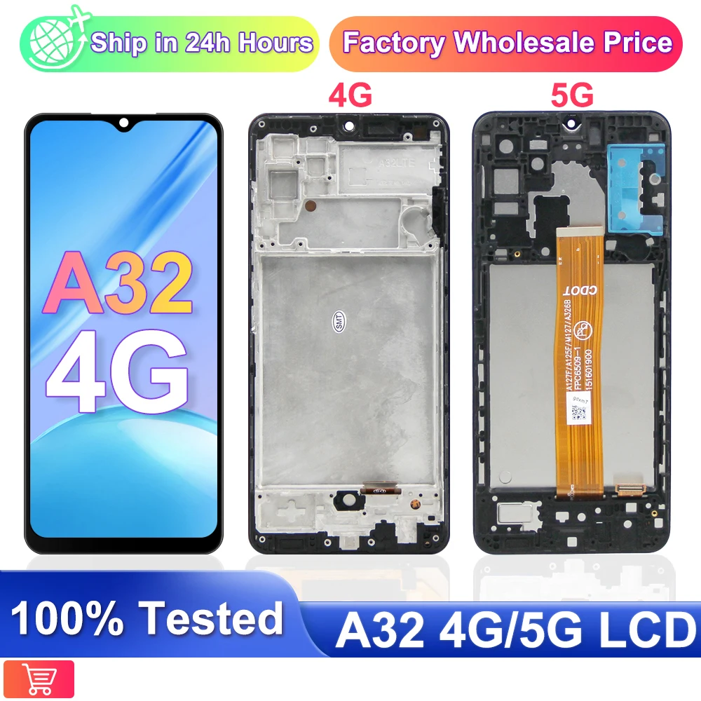 Amoled LCD For Samsung Galaxy A32 LCD Display Touch Screen Replacement With Frame Repair Parts A325F,A325F/DS,A325M, A325N