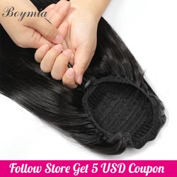 Straight Ponytail Human Hair Extension Malaysian Drawstring Ponytail Human Hair For Black 100% Remy Hair Extensions 100g