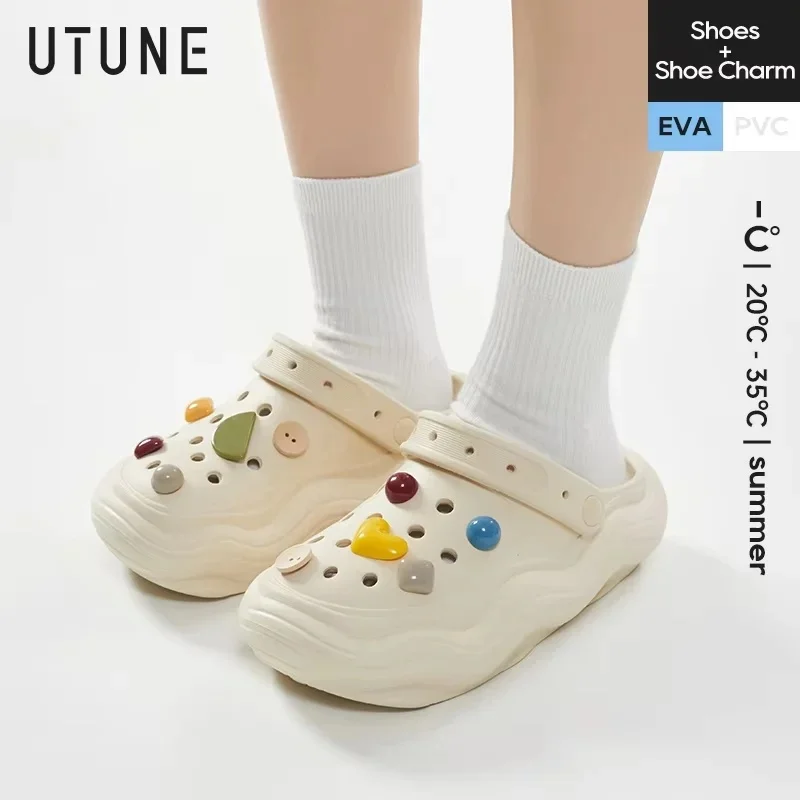 

UTUNE Lightweight Platform Clogs for Women and Men – Summer Slip-On Sandals with Anti-Slip Sole, Wide Fit & Soft Cushion